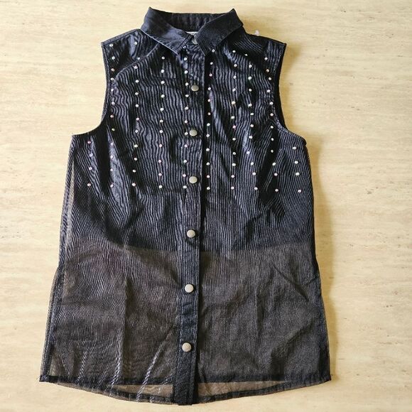 Weissman dance top child medium black button down jazz tap hip hop contemporary - Picture 1 of 7